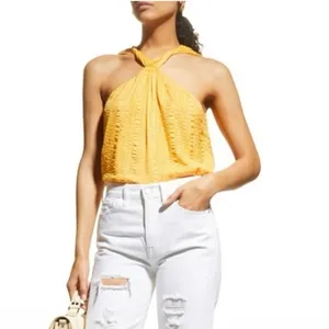 NWT FRAME 100% Silk Draped Crinkle Halter Neck Top Sz S thumbnail 8