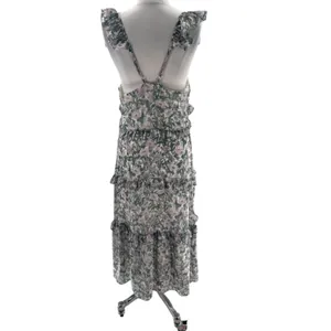 Anthropologie OPT floral ruffle midi dress‎ sz M thumbnail 4