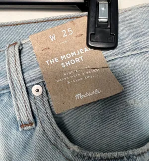 Madewell The Mom Jeans Raw Hem Denim Shorts Size 25 NWT thumbnail 4