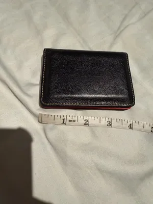TUSK vintage leather wallet snap clear ID photo window red/black card holder os thumbnail 6