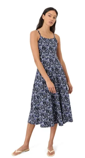 Pact Fit & Flare Midi Dress Floral Blue Cotton XS thumbnail 1