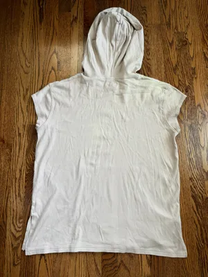 Pact Savannah Organic Cotton Short Sleeve Pullover Hoodie Sweatshirt Beige M thumbnail 3
