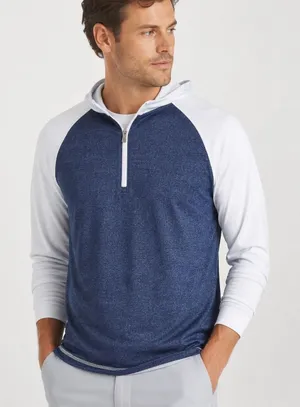 Peter Millar Blue White Golf Quarter Zip Pullover Sz S Lightweight thumbnail 1