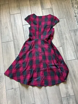 Red & Black Plaid Midi Fit-and-Flare Dress thumbnail 3