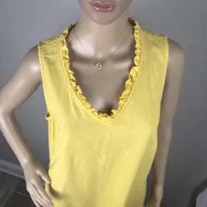 Briggs Yellow Linen Blend Pocket Dress Sz‎ M V-Neck Sleeveless Casual Above Knee thumbnail 3