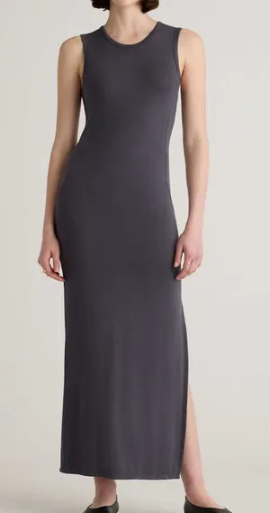 Quince Tencel Carbon Grey Jersey Maxi Dress Womens M NWOT Casual Basic Closet thumbnail 1