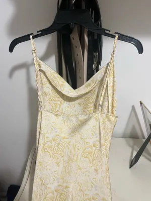 yellow floral satin dress thumbnail 3