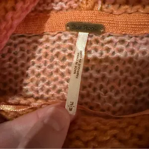 Free People Candy Stripe Pink Orange Knit Long Sleeve‎ Cowl Neck Tunic Sweater M thumbnail 7