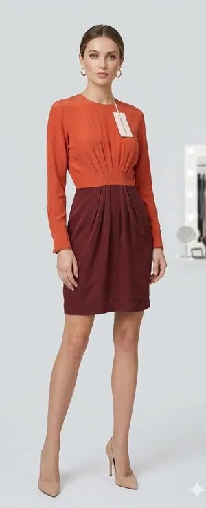 Amanda Uprichard color block‎ 100% silk dress Size S thumbnail 1
