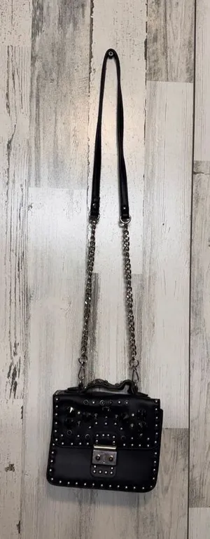 Black Studded Mini Crossbody Bag Chain Strap Punk Rock Studded Purse thumbnail 1