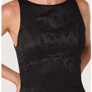ASTR The Label Black Jacquard Drop Waist Mini Dress NEW Size L thumbnail 3