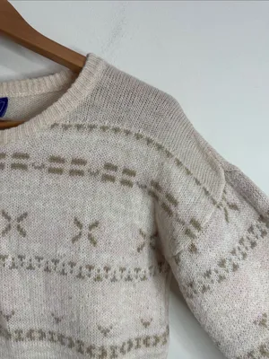 Le Tigre Pastel Cream Fair Isle Striped Crewneck Wool Blend Sweater size S thumbnail 4