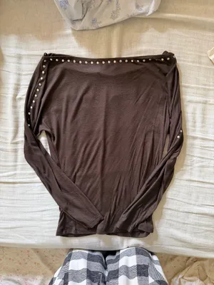 Zara brown studded long sleeve top thumbnail 2