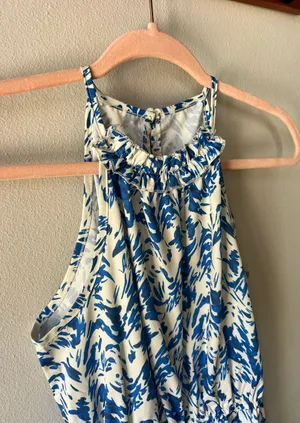 Blue Allover Print Halter Neck Romper Size Small/4 thumbnail 10