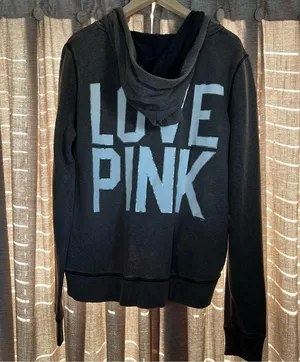 Y2K Pink Victoria’s Secret Grey Zip Up Love Pink Hopded Sweatshirt Size Medium thumbnail 8