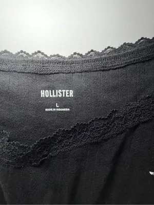Hollister Black Ribbed Off-Shoulder Long Sleeve Top thumbnail 2