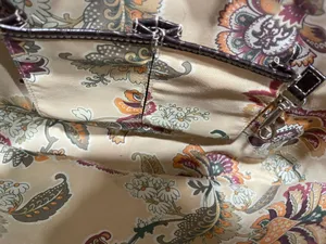 Tan Straw Woven Hand Bag Purse- Beautiful Metal Details thumbnail 8