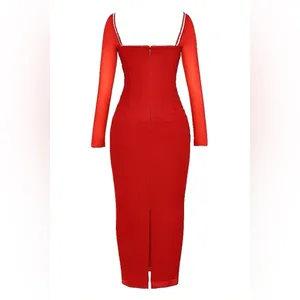 House of CB Katarina Scarlet Long Sleeve Maxi Dress thumbnail 3