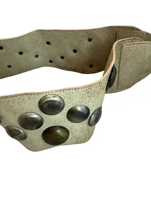 Beige Floral Stud Wide Belt Unique Y2k Retro Vintage 40" Long Women's thumbnail 9