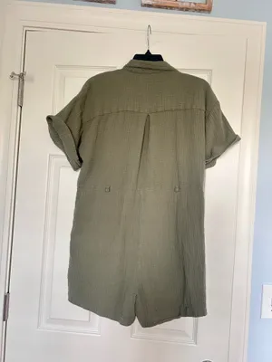 Madewell Cotton Moss Green Romper thumbnail 3
