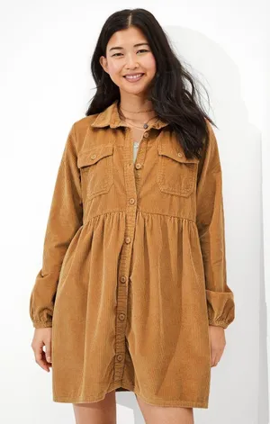 American Eagle CORDUROY BABYDOLL SHIRT DRESS thumbnail 1
