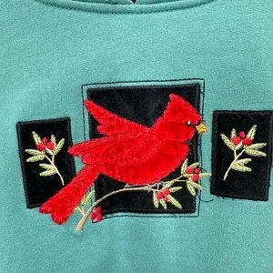 Breckenridge Vintage Women's Top Sweatshirt Christmas Cardinal‎ Grannycore Cottagecore L thumbnail 3