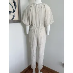 Anthropologie Feather Bone Soleil Ivory Stripe Textured Jumpsuit Women’s Size S thumbnail 6