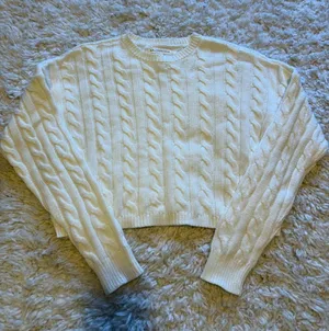 Aeropostale Cable Knit Cropped Sweater - White thumbnail 1