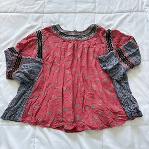 Free People But I Like It Top Blouse‎ Womens Small Red Boho Hippie Whimsy Beach thumbnail 10