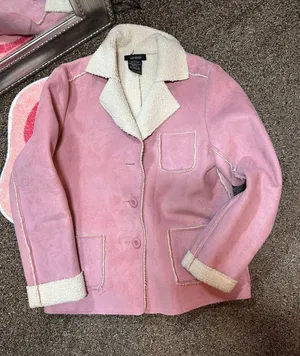 Y2k Soft pink warm suede jacket thumbnail 1