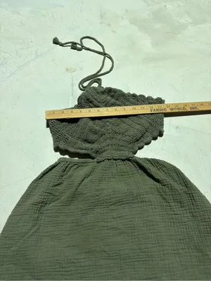 Aerie Olive Green Halter Cotton Dress medium thumbnail 5