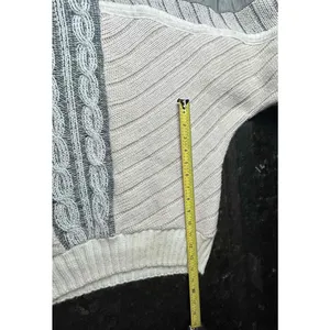 Juice vintage cable Knit patchwork leather‎ Striped Sweater Long Sleeve XL thumbnail 11