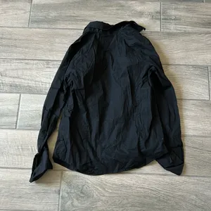 Cotton stretch black button front shirt thumbnail 3