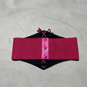 Lavish By Daisy Corset Bustier Large PVC Pink Floral Lace Up Front Sexy Lingerie thumbnail 6
