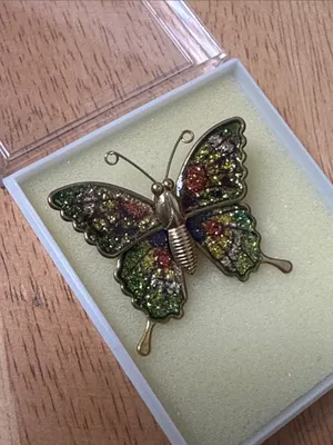 Vintage Iridescent Multicolor Butterfly Brooch - Elegant Women’s Jewelry thumbnail 3