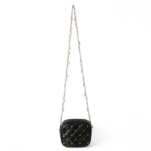 White House Black Market women’s Black Quilted Crossbody Bag with Pearl Accents thumbnail 9