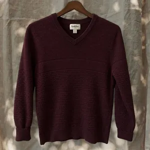 Goodfellow & Co. | Burgundy V-Neck Knit Sweater thumbnail 1