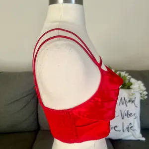Red Satin Asymmetrical Cami Top Size XS thumbnail 7