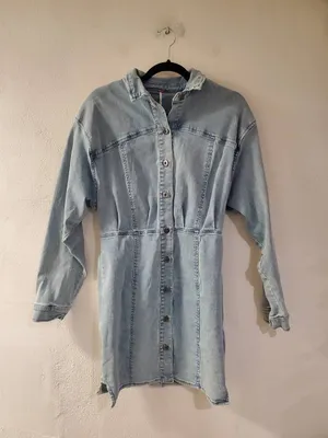 Free People Amber Denim Mini Dress in Blue Size 10 thumbnail 2