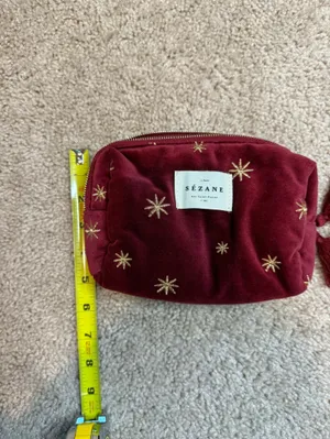 Sézane Burgundy Velvet Star Embroidered Pouch thumbnail 7