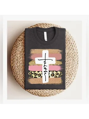 NEW Gray Love in Faith Cross Christian T-Shirt Ring spun cotton Apparel 2X thumbnail 5