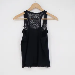 Abercrombie & Fitch Black Lace Racerback Tank Top Ruffle Trim Small thumbnail 5