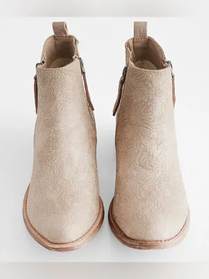 Very G Floral Embossed Ankle Booties in Stone Size 8 thumbnail 2