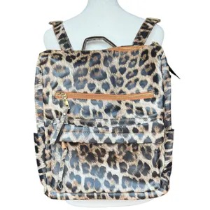 Leopard Print Backpack with Additional‎ Strap Black thumbnail 3