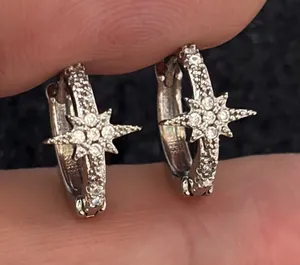 13mm Small Star Hoop Earrings for Men Women Streetwear Punk Hip Hop Unisex Earrings thumbnail 1