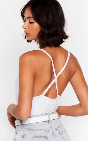 Nasty Gal Slinky Cowl Neck Bodysuit White thumbnail 3
