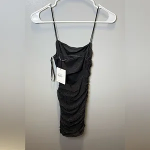 Hello Molly NEW Women's Open Back Black Glitter‎ Mini Dress Size Medium thumbnail 2
