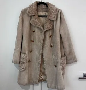 Cream Fur Vintage Long Coat thumbnail 2