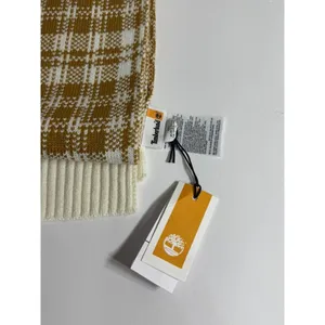 Timberland‎ Buffalo Plaid Knit Scarf in Wheat/Cream Chunky Women’s Unisex OS NWT thumbnail 10
