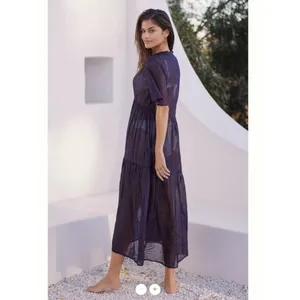 Anthropologie Celandine Kallie Cotton Gauze Lurex Midi Dress thumbnail 2